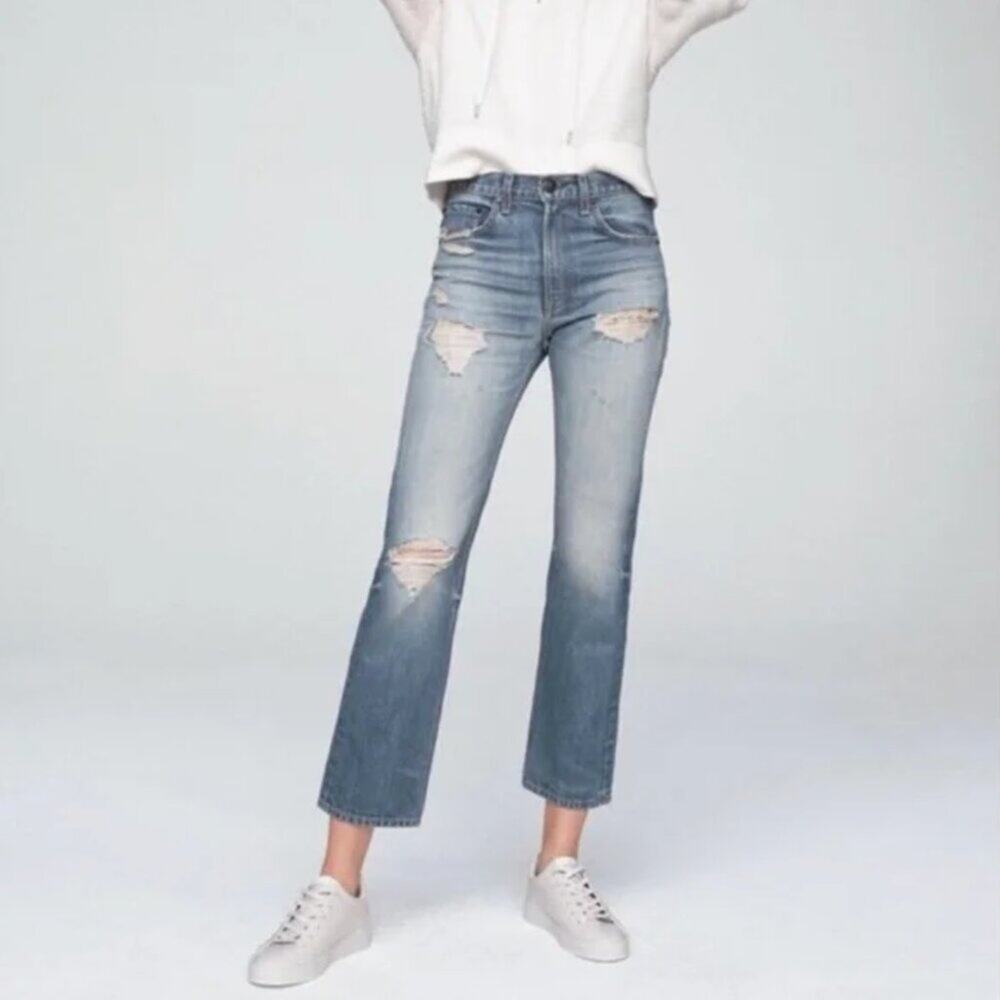 Rag & Bone Ankle Straight Distressed 100% Cotton Denim Jeans